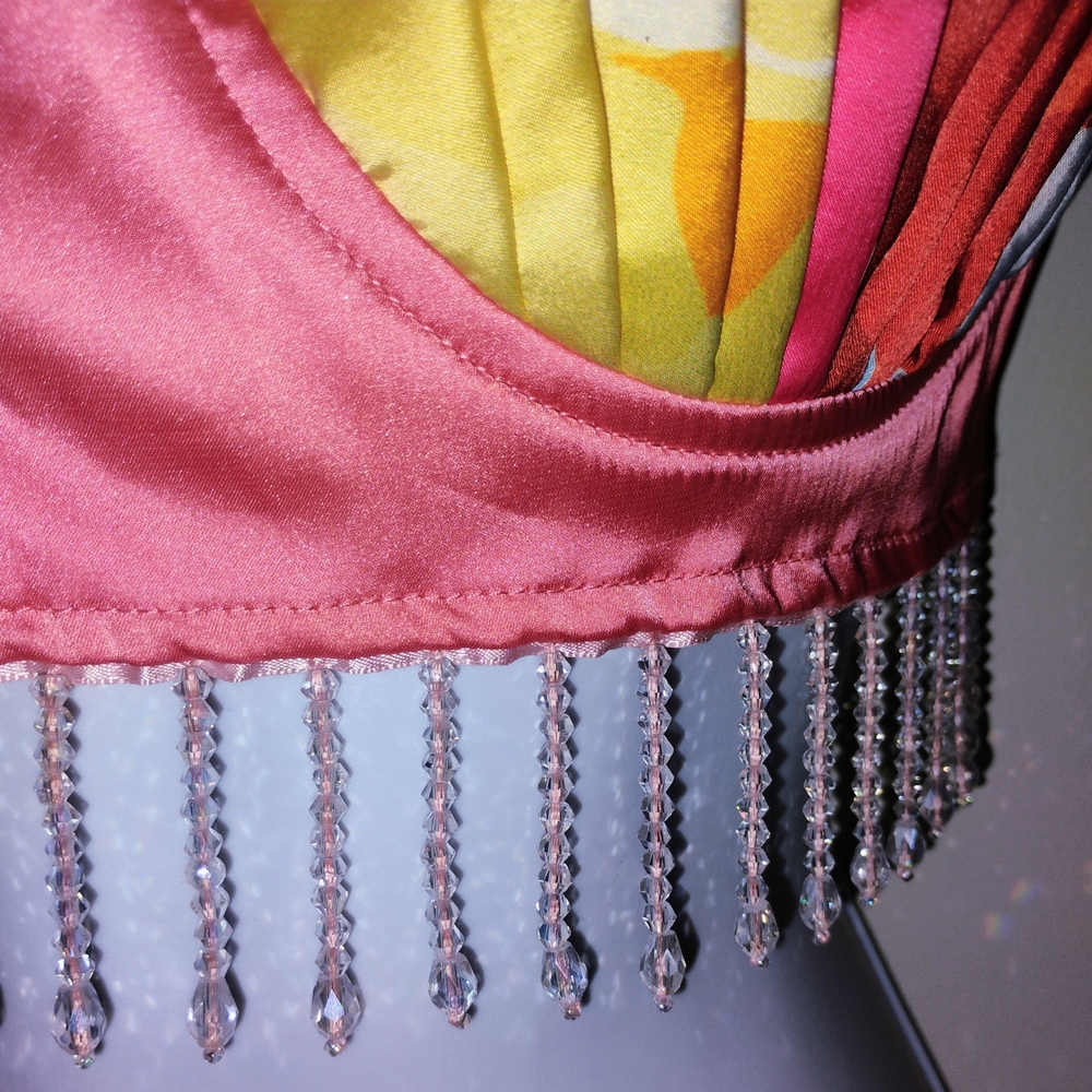 SHEIN Multicolor Abstract Rhinestone Pleated Crop Top - Picture 3 of 6